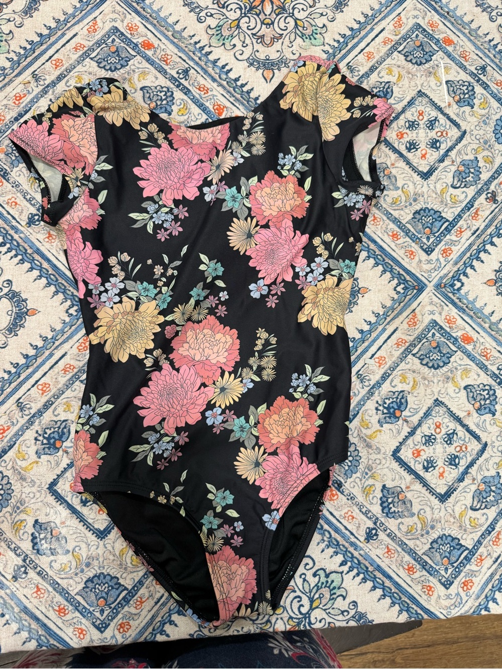 O'Neill Black One-Piece Swimsuit with Pink & Yellow Floral Print